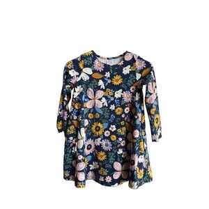Hanna Andersson HA Floral Navy Swing Pocket Long Sleeve Dress Girls US Size 8